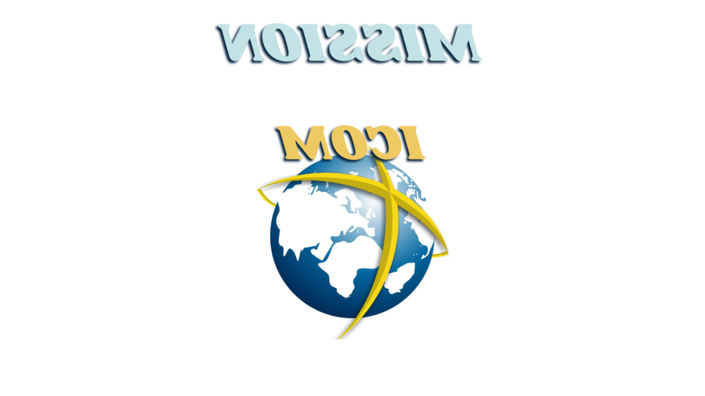 Logo with the word "Mission" above "ICOM" and a globe featuring a yellow cross overlay.